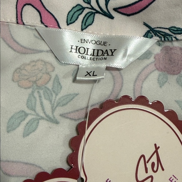 Envogue Women’s XL Swan & Ribbon Pink White Pajama Set Super Soft - NWT - Picture 7 of 7